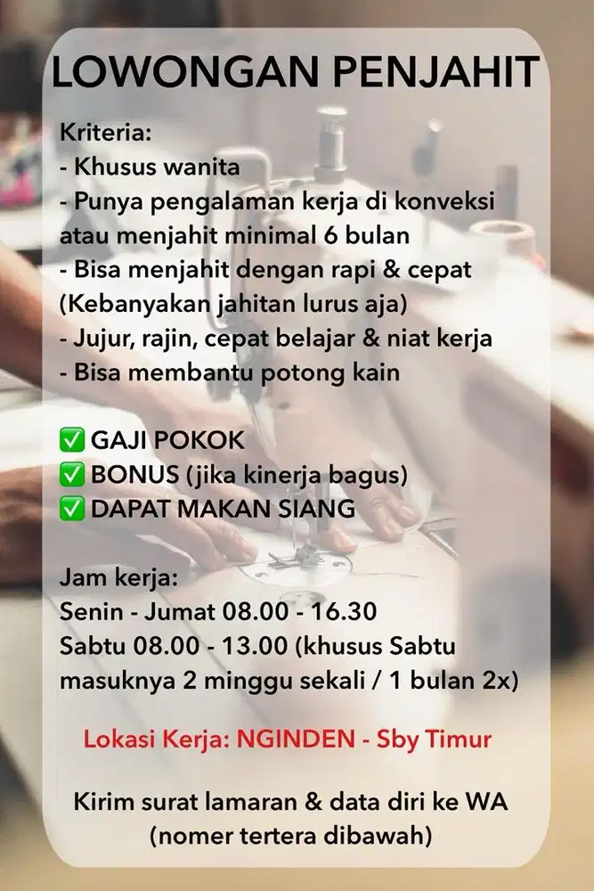 Lowongan Penjahit