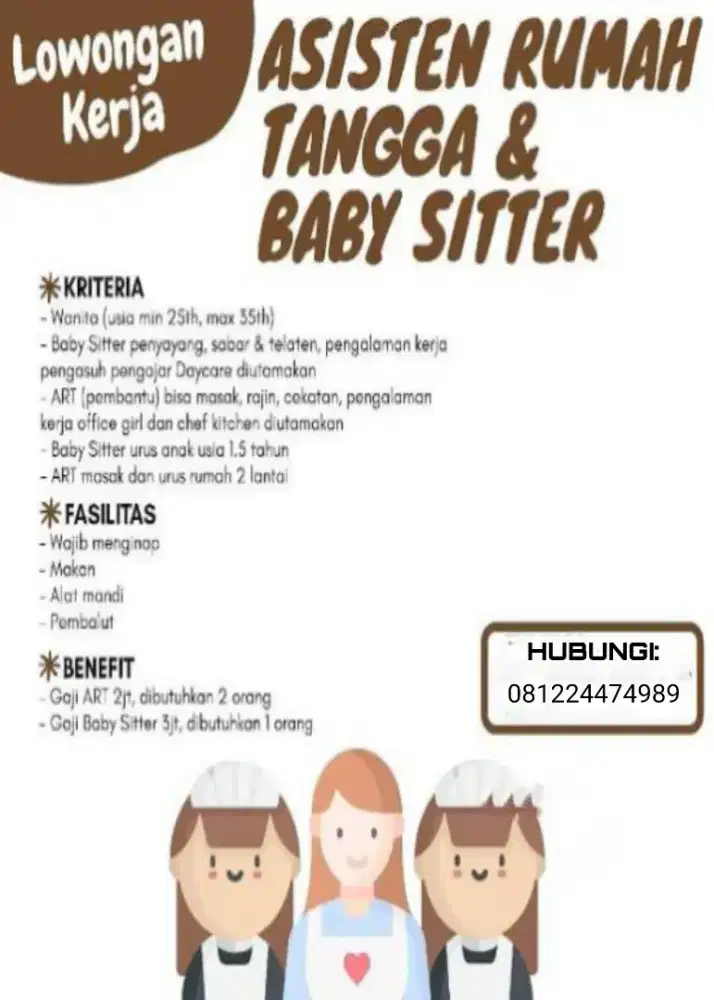 Loker ART, BABY SITTER,PERAWAT LANSIA.