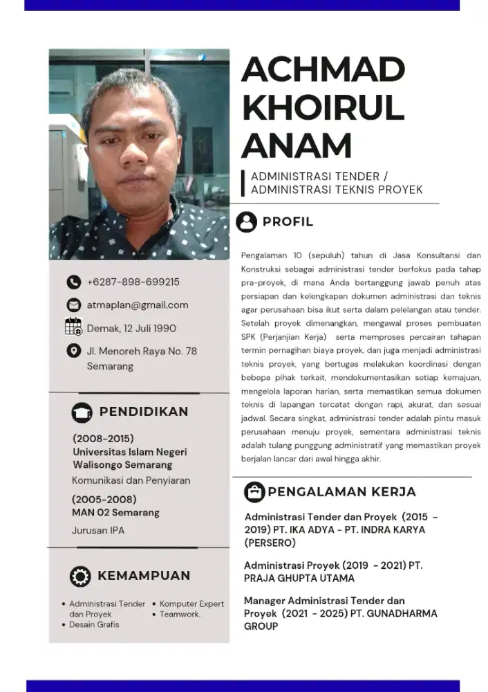 Cari Pekerjaan, Pengalaman 10 Tahun Bidang Konsultansi dan Konstruksi