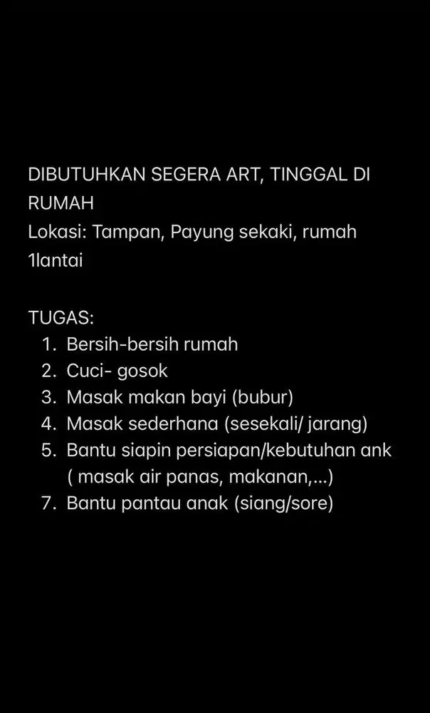 LOWONGAN KERJA ART