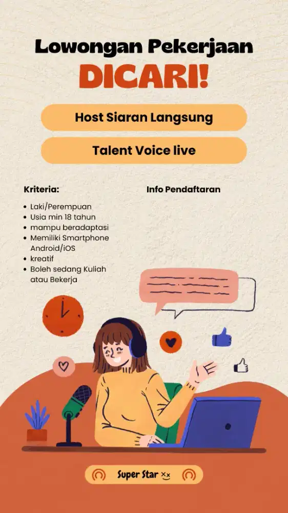 Dibutuhkan talent Host