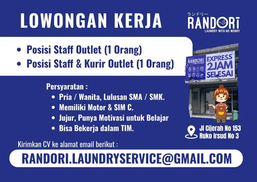 LOKER STAFF+KURIR LAUNDRY CIJERAH