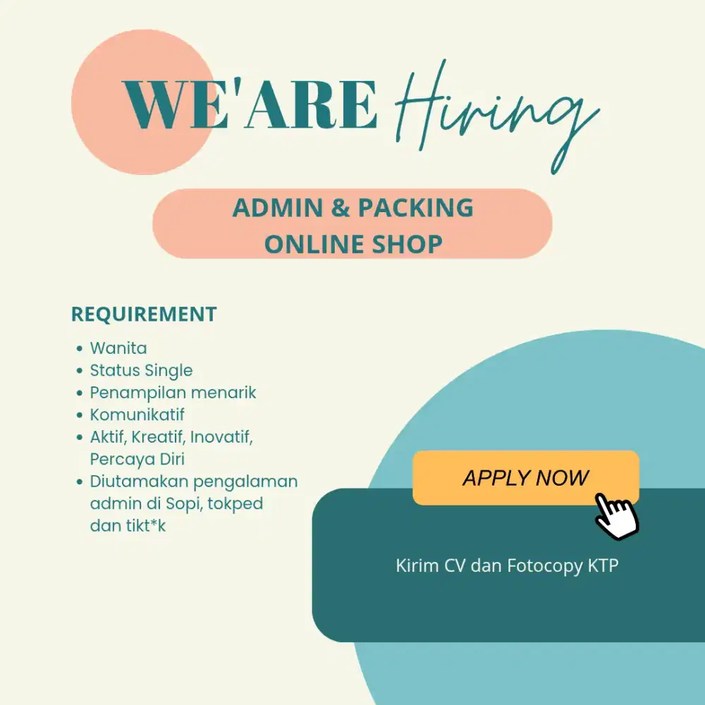 DIBUTUHKAN CEPAT ADMIN OLSHOP