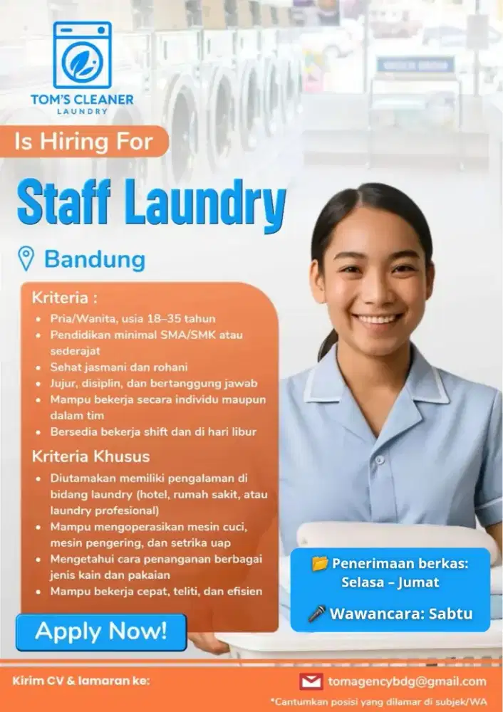 Lowongan Pekerjaan Staff Laundry Bandung