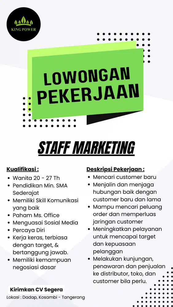 Lowongan Pekerjaan Staff Marketing