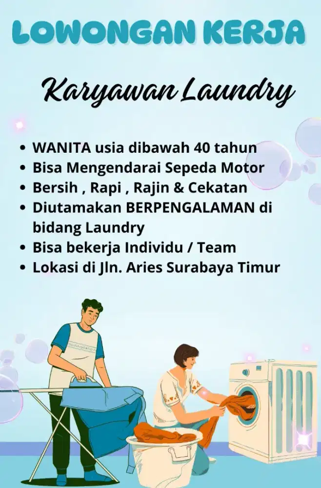 Lowongan Kerja Karyawan Laundry