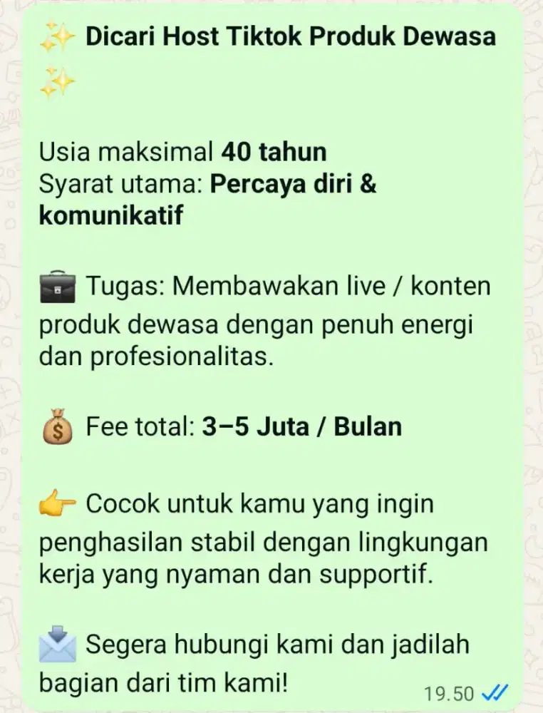 Loker kamal bangkalan host wanita