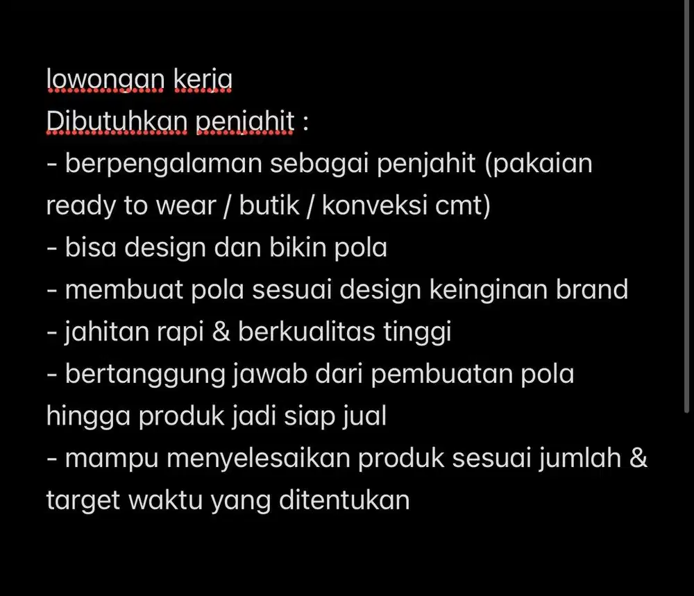 Dicari Penjait yang telaten dan rapi
