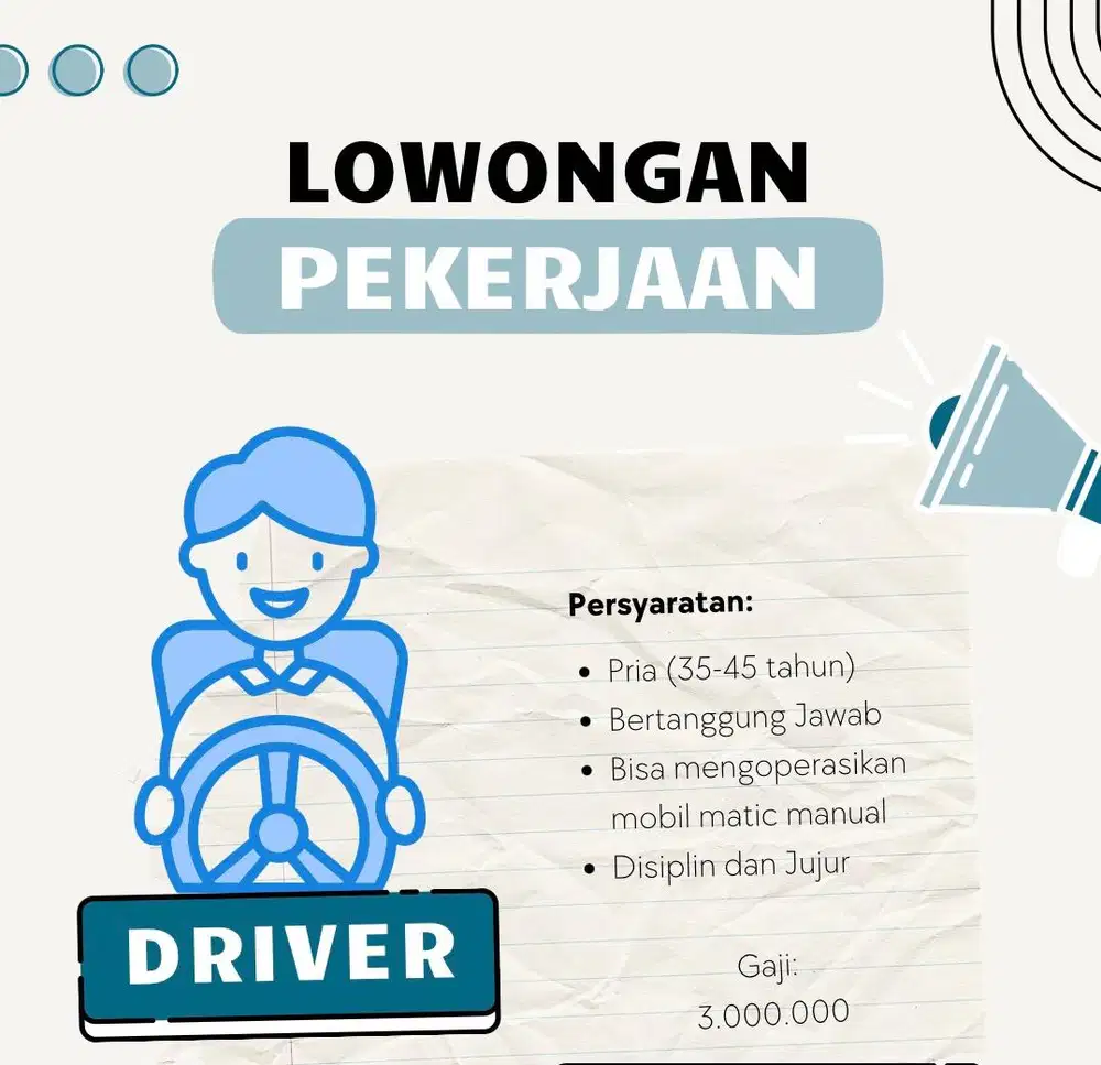 DIBUTUHKAN DRIVER PRIBADI