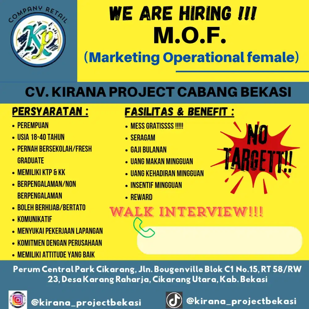 LOWONGAN PEKERJAAN MARKETING FAMALE CIKARANG