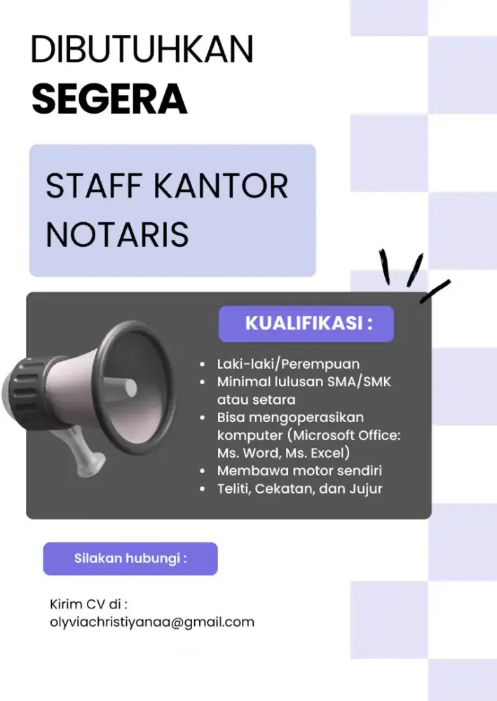 LOWONGAN KERJA STAFF NOTARIS