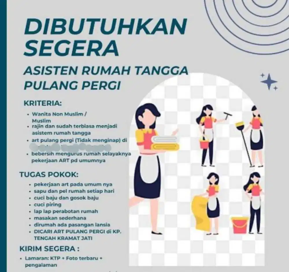Di Butuhkan asisten rumah tangga