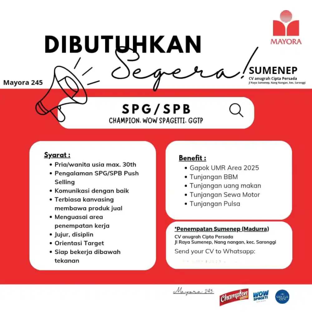 LOWONGAN SPG/SPB