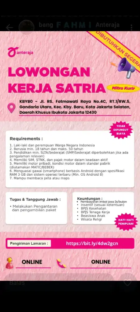 Kurir  paket anteraja