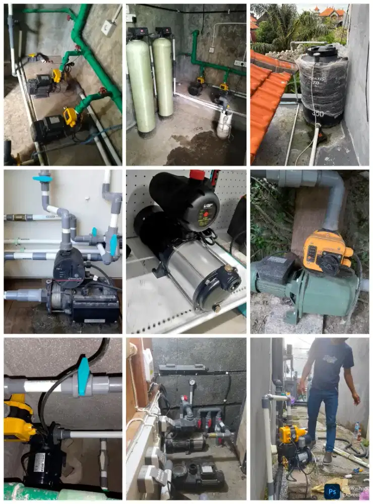 Pasang dan service pompa air filter air tandon air pipa bocor garansi