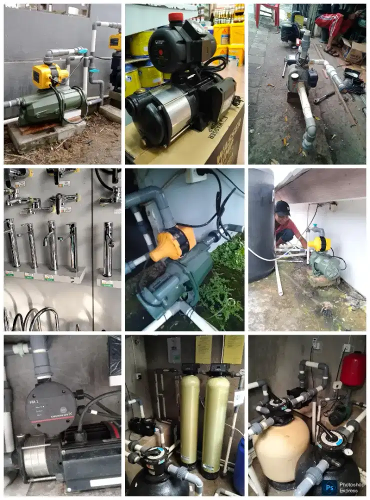 Pasang dan service pompa air filter air tandon air pipa bocor garansi