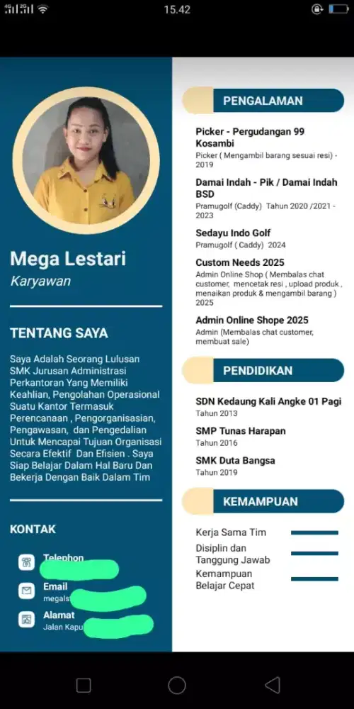 *Sedang mencari pekerjaan*