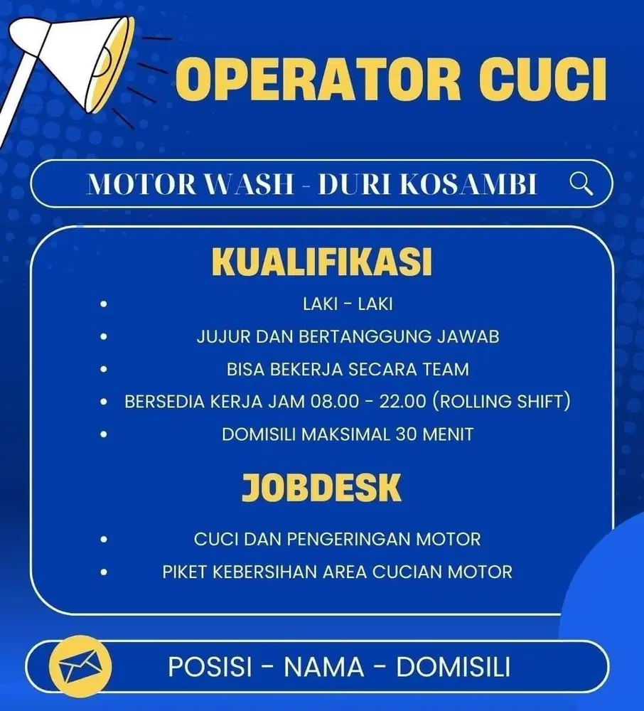 operator cucian motor
