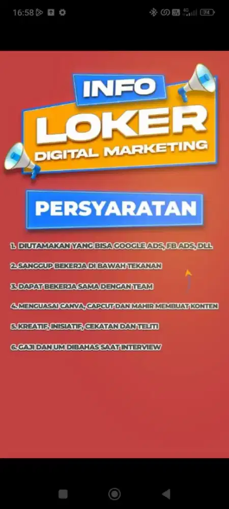 DICARI YG BERPENGALAMAN