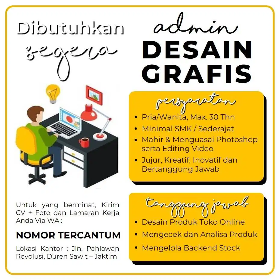 LOWONGAN KERJA ADMIN DESAIN GRAFIS