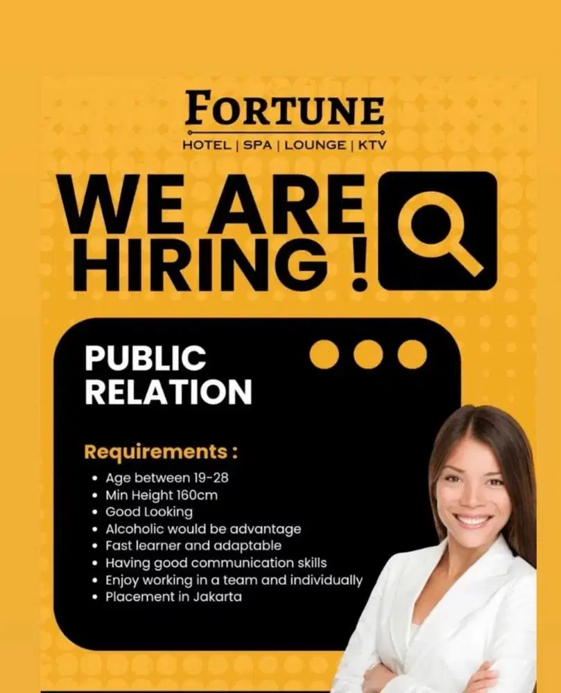 Dibutuhkan Public Relation untuk di lounge dan karaoke