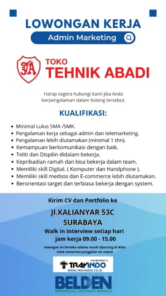 Lowongan Admin Marketing
