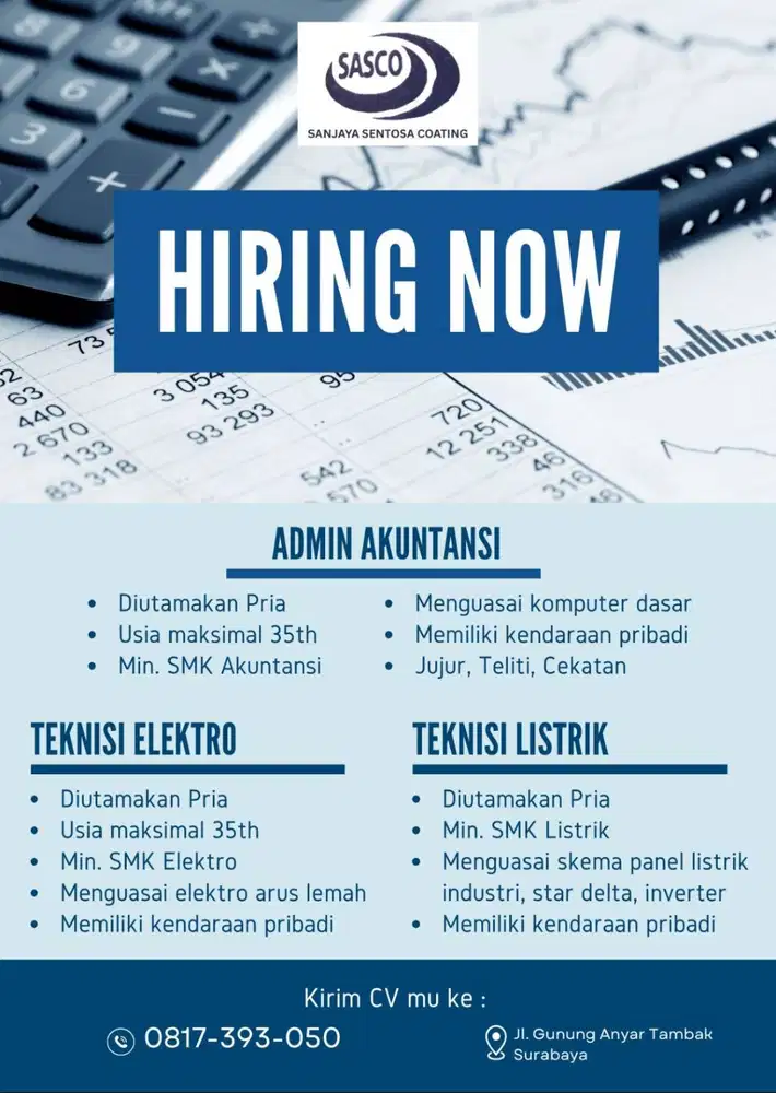 LOWONGAN ADMIN DAN TEKNIK