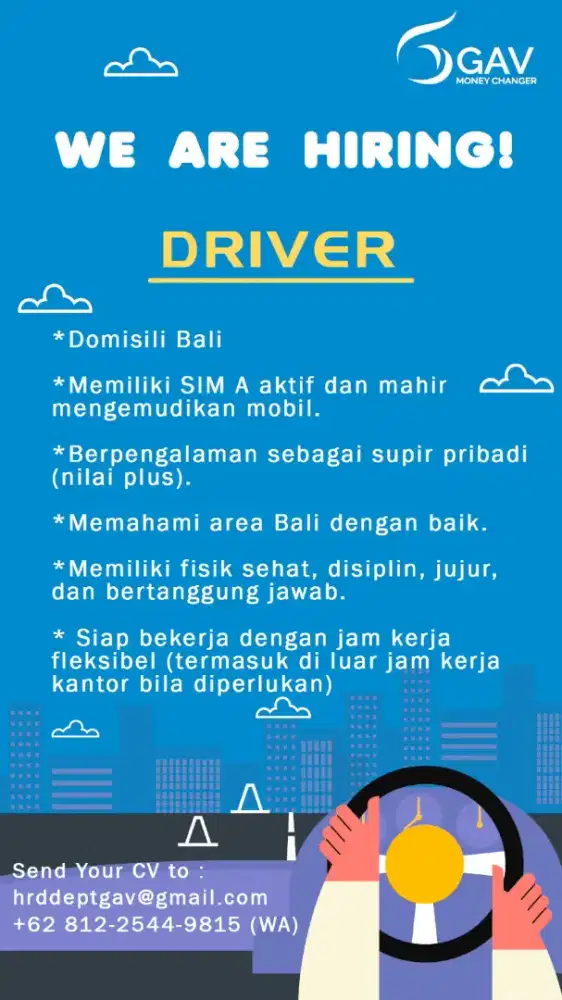 Lowongan Kerja - Driver - GAV Money Changer