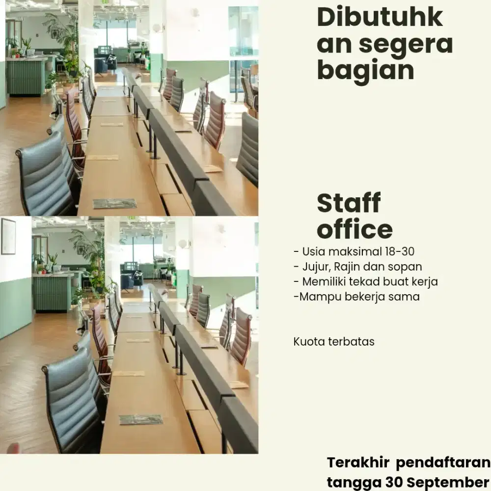 Lowongan kerja dibagian staff office