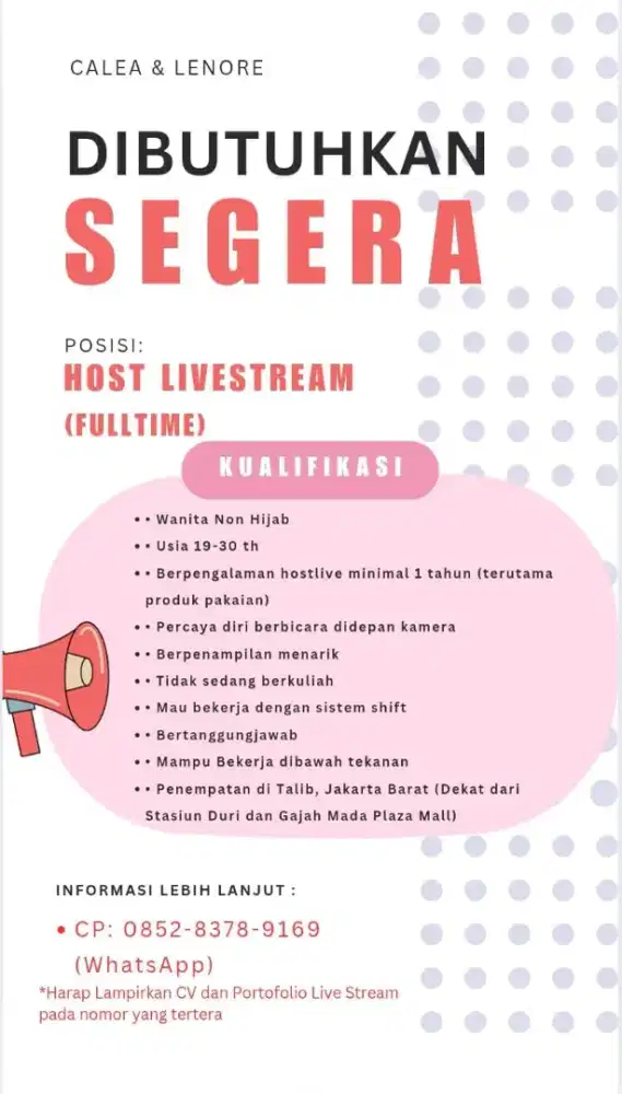 LOKER HOSTLIVE FULLTIME
