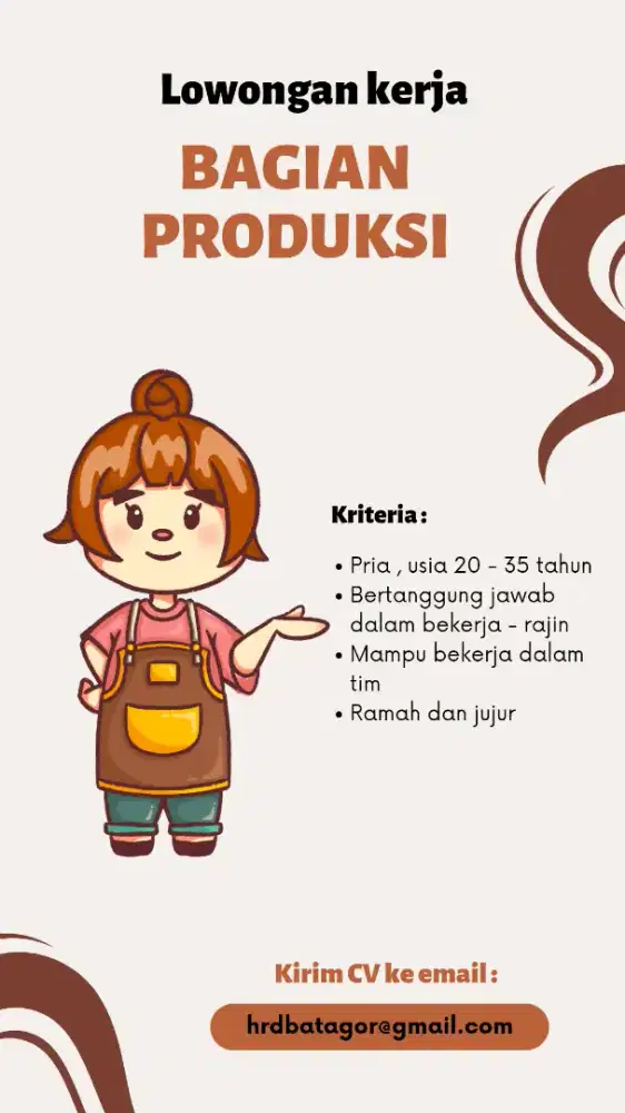 Di butuhkan karyawan produksi