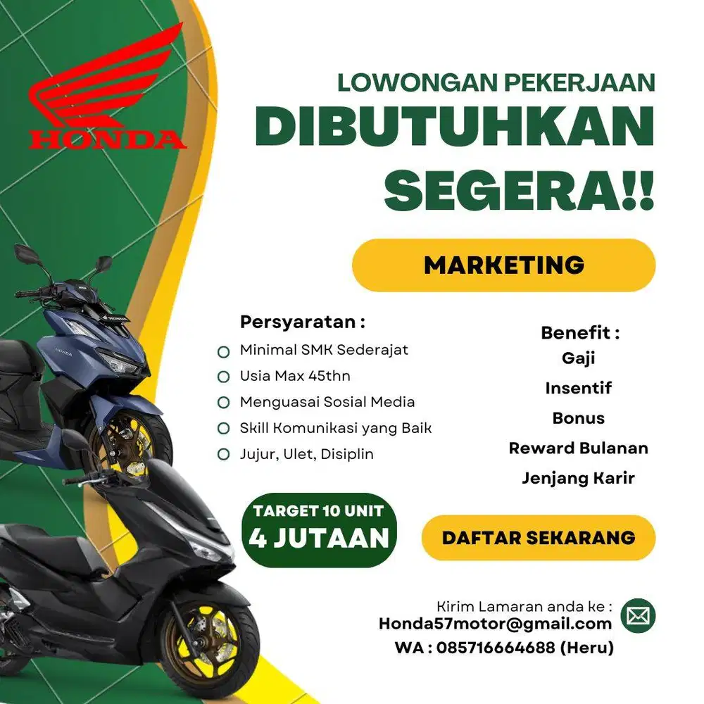 Loker Marketing Dealer Motor Honda