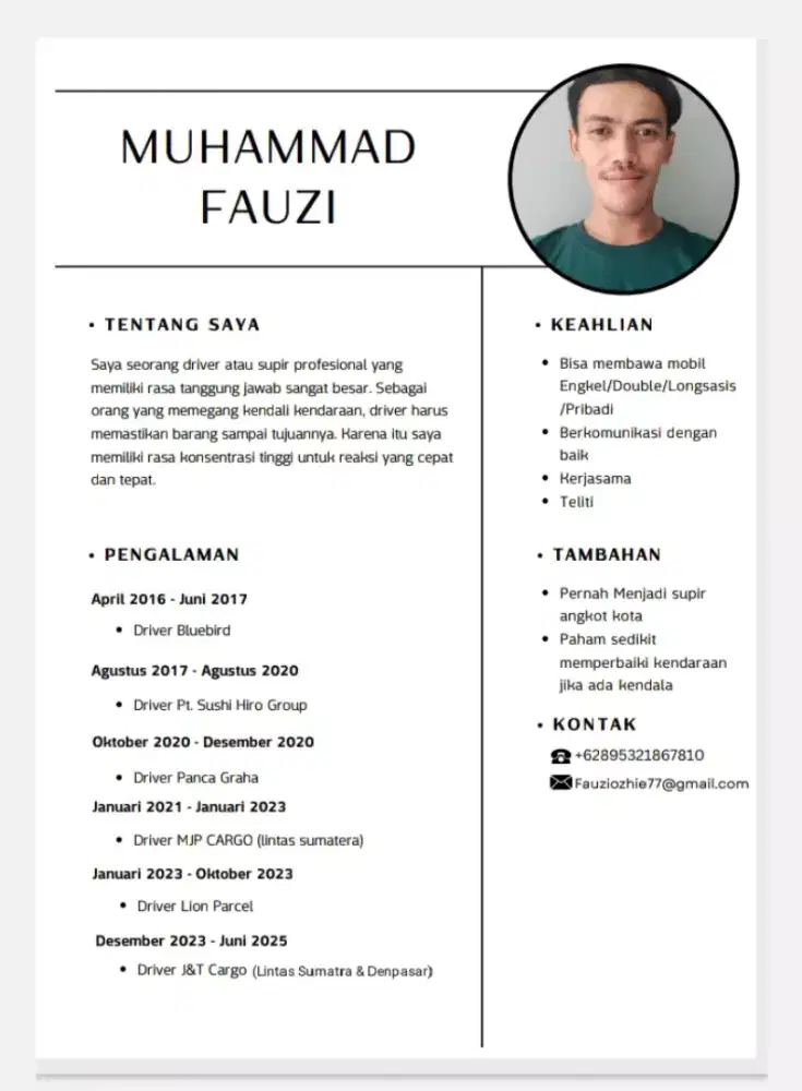Nyari kerjaan Driver