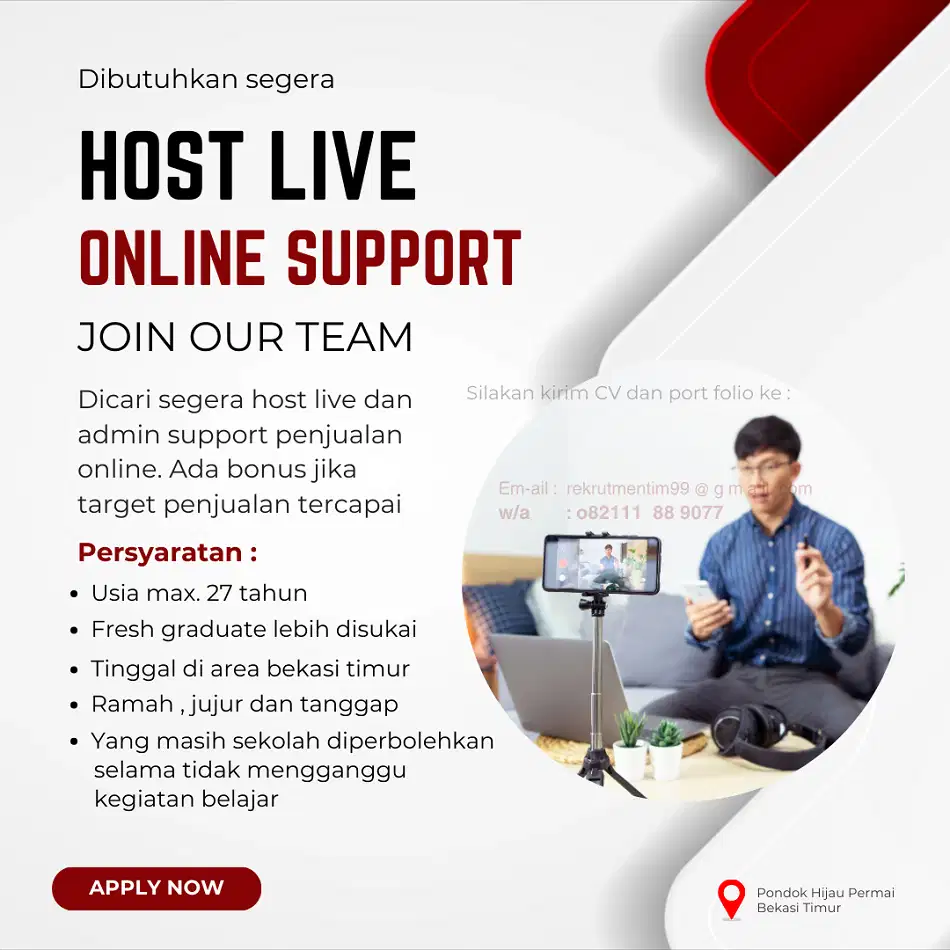 Dibutuhkan segera  Host Live dan online support