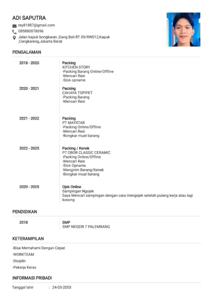 INFO LOKER NYA PAK/BU