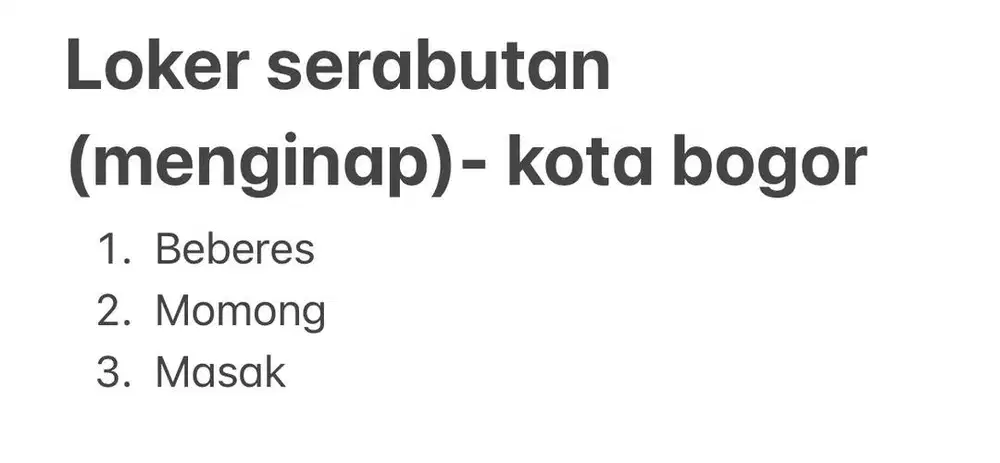 LOWONGAN KERJA ART BOGOR (menginap)