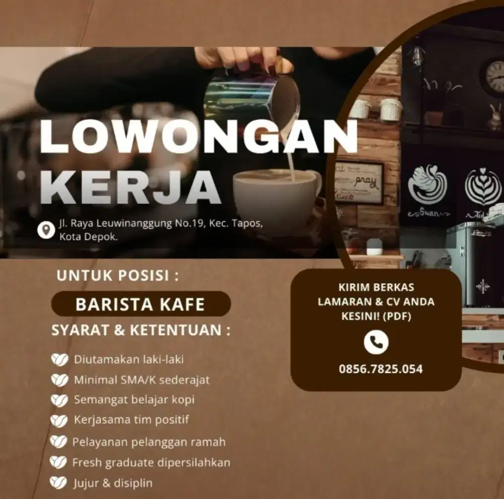 Dibutuhkan Barista Full time