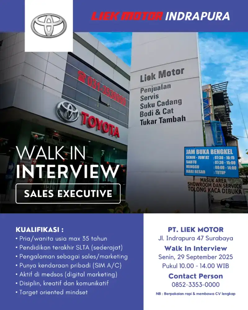 LOWONGAN SALES EXECUTIVE TOYOTA