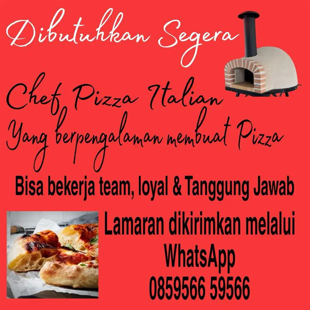Dibutuhkan Koki/Chef masakan Italia / Pizza
