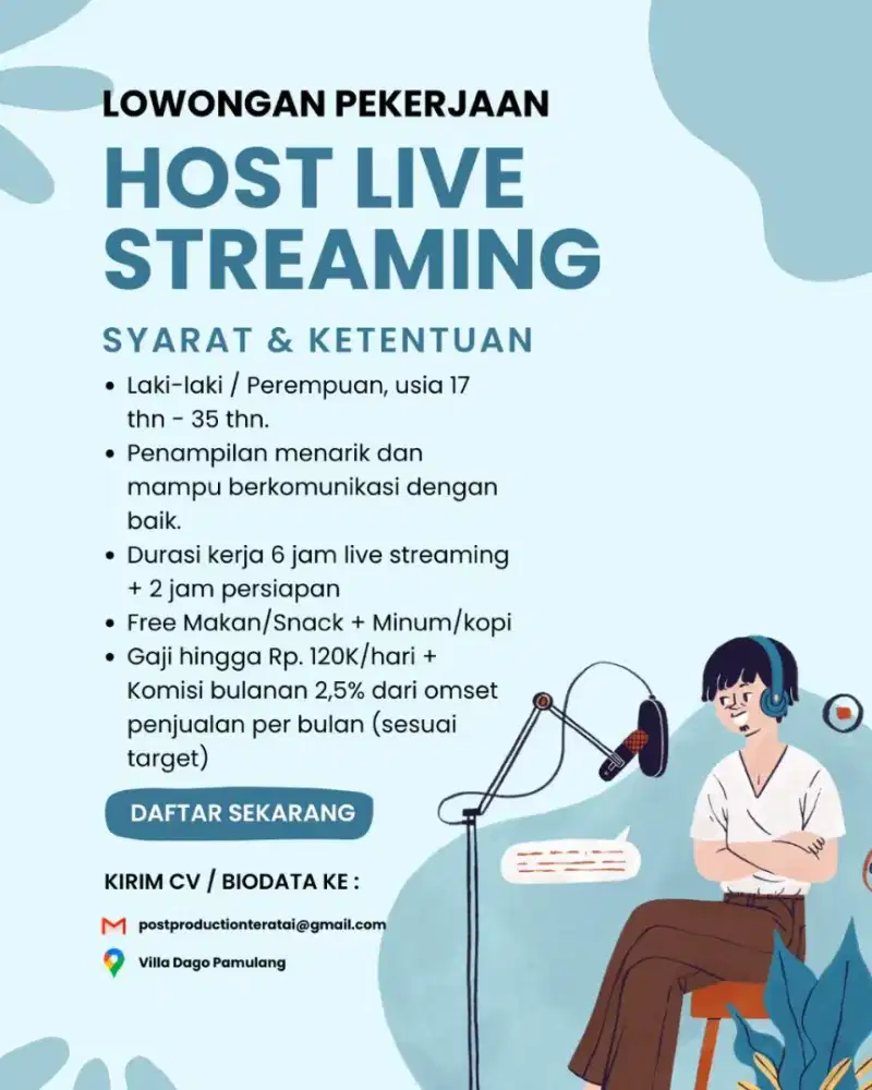 DI BUTUHKAN SEGERA HOST LIVE STREAMING
