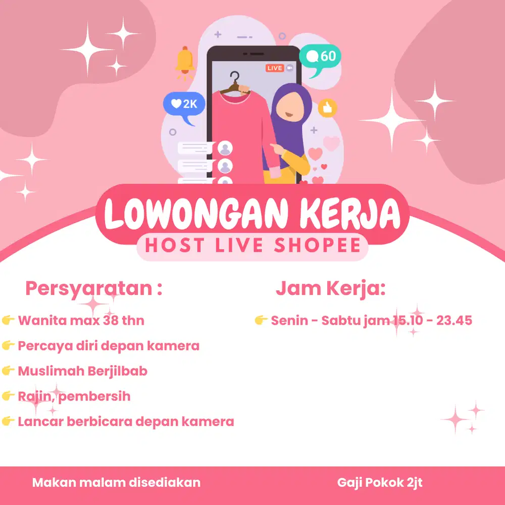 Lowongan Kerja Host Live Streaming Shift Malam