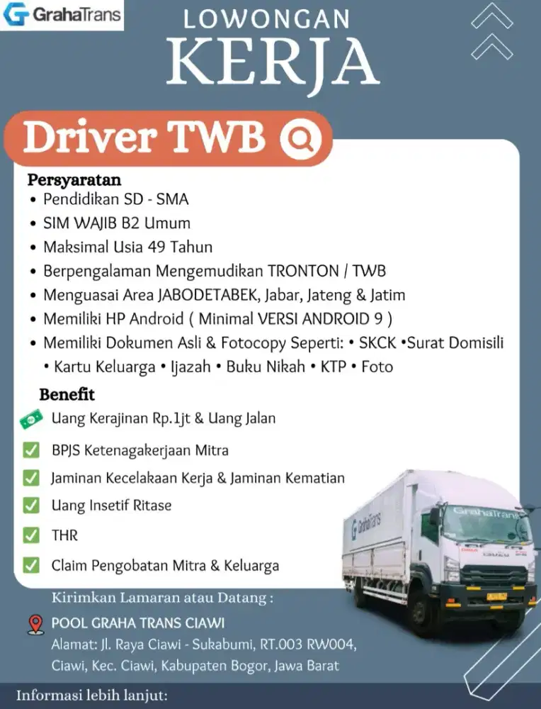 Lowongan Driver Tronton Wing Box