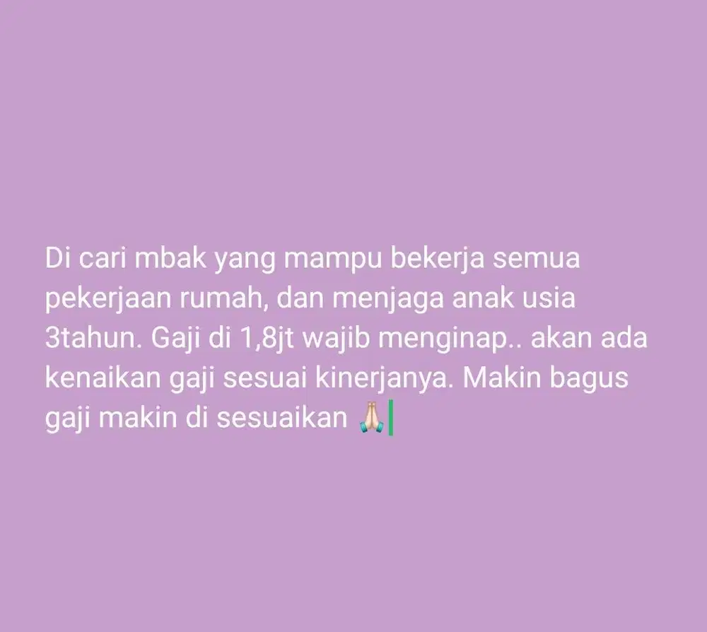 Lowongan art/babysiter
