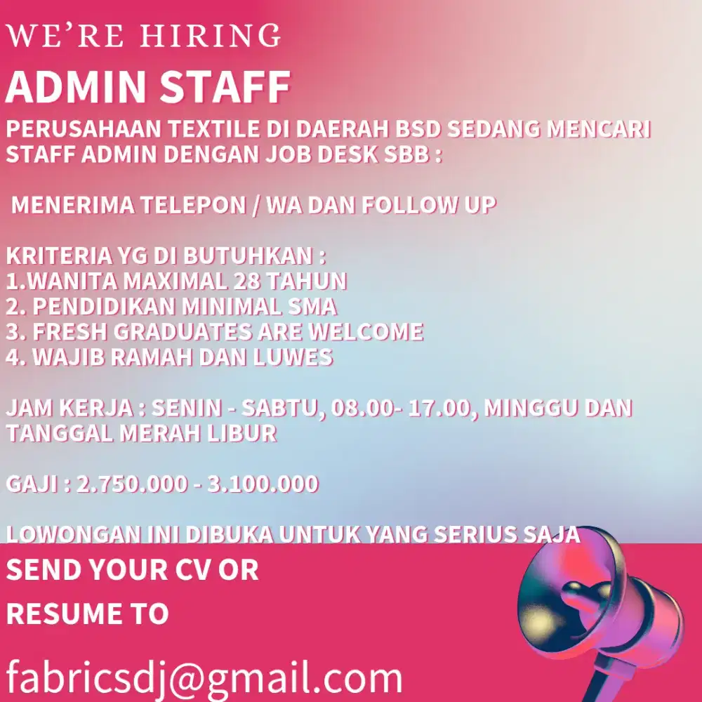 Staff admin wanita