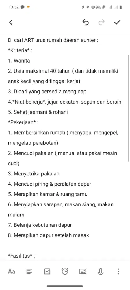 Lowongan ART (pembantu rumah tangga)