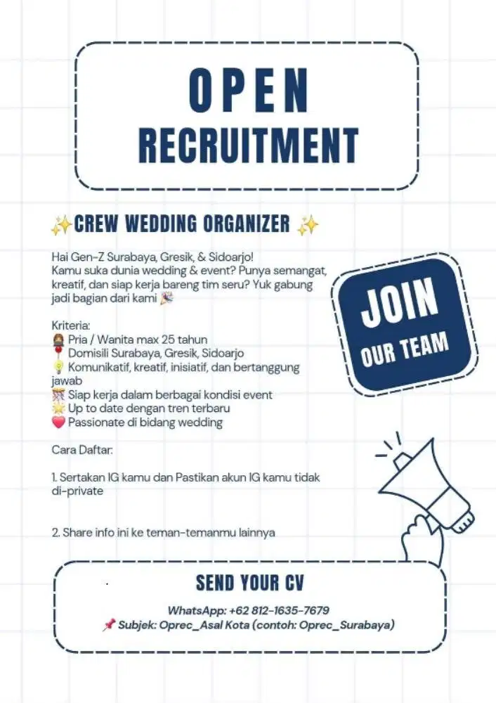 Crew wedding organizer