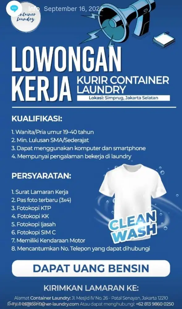 kurir laundry kiloan