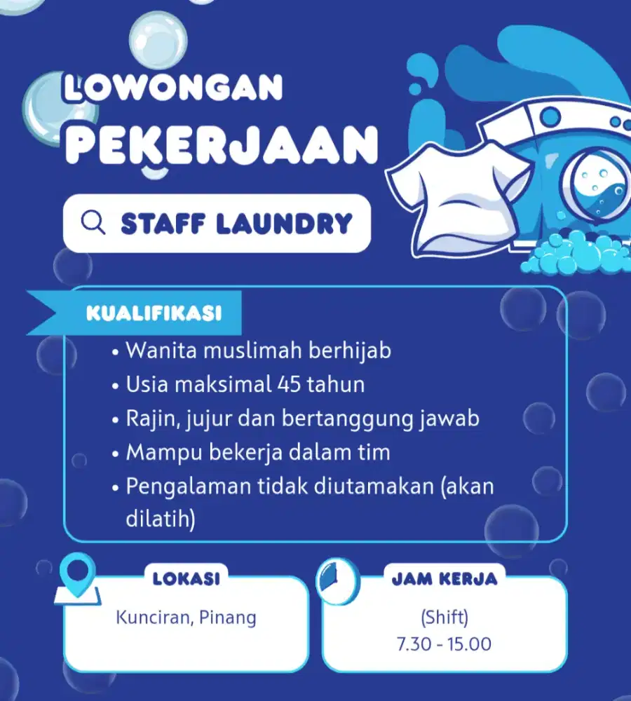 LOWONGAN KERJA LAUNDRY