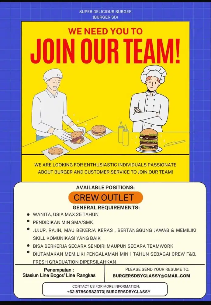 Dibutuhkan segera, waiter/waitress/pramusaji