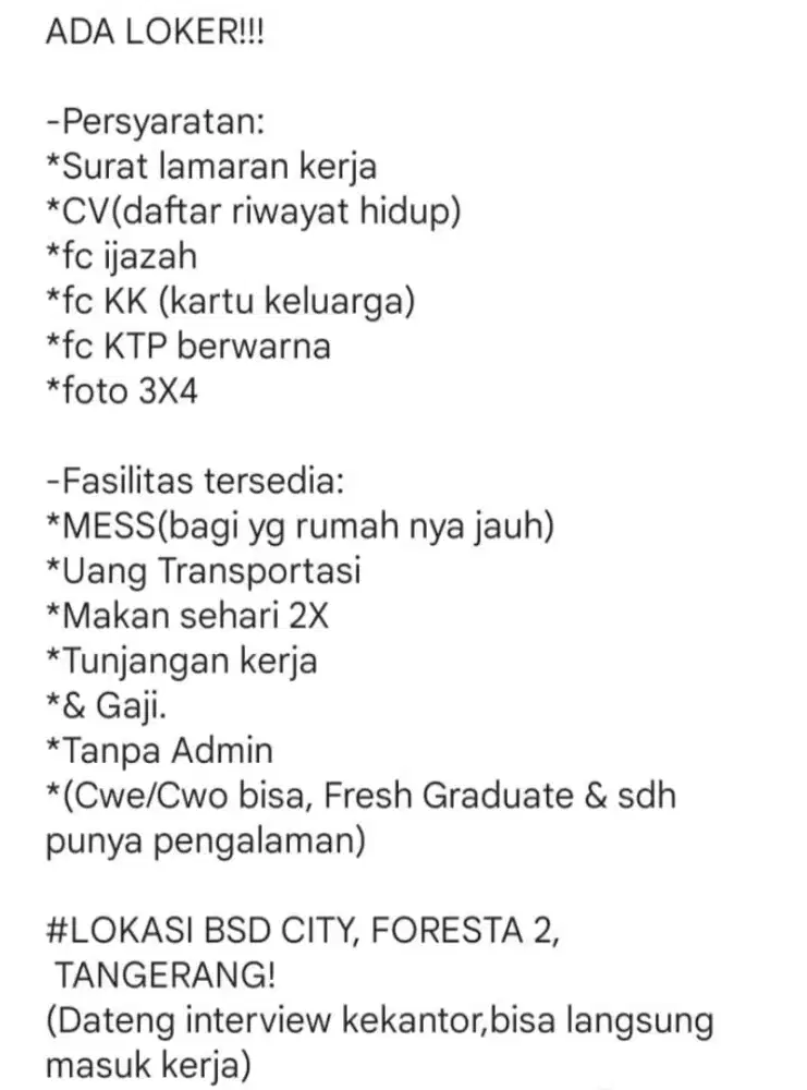 LOWONGAN PEKERJA